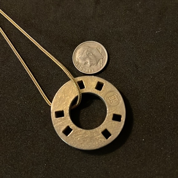 Designer Givenchy Gold Crystal Coin Long Necklace - Picture 6 of 10